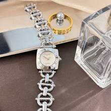1pc Women's Elegant Retro Hollow Square Metal Roman Numeral Case Bracelet Watch, High-Quality Fashion Quartz Watch