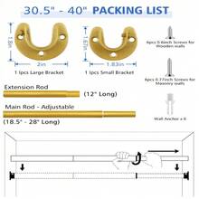1 件金色 40.01 厘米 - 189.99 厘米不锈钢可调节衣柜杆、浴帘杆、浴帘挂杆、伸缩杆、衣柜挂杆用于悬挂衣服重型衣柜挂杆、金属黑色衣柜杆 - 砂金 - 查看 6
