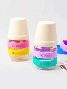 1 PIEZA Etiqueta de botella de silicona personalizada - Banda con nombre grabado para tazas, tazas, botellas de agua, identificador de botellas reutilizables para la escuela, la oficina, los viajes