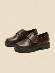 Mocasines deslizables para niños: zapatos casuales y de vestir para niños pequeños, niños pequeños y niños grandes - zapatos escolares planos y cómodos - Marrón - Ver 7