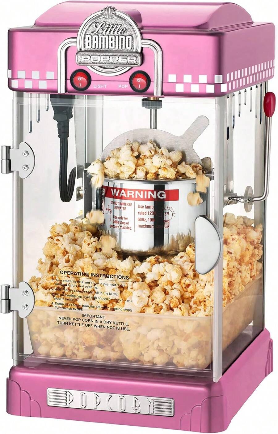 Little Bambino Popcorn Machine - 2.5oz Tabletop Movie Theater Popcorn Popper With Stainless-Steel Kettle By Great Northern Popcorn (Pink) - Pink - View 1