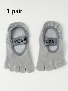 1 Pair Yoga Toe Socks For Women, Five Finger Socks For Indoor Fitness, Dancing, Workout, Non-Slip Grip, Shock Absorbent, Pilates Socks
