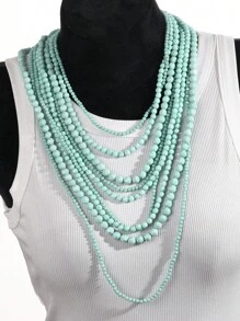 Colar vintage grande de acrílico marrom com cascata, feito à mão, 1 peça, colar casual em camadas para mulheres