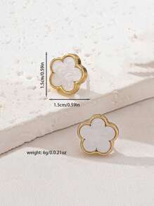 1 Pair Minimalist Cute Clover Design Women Stud Earrings, Gift For Dating