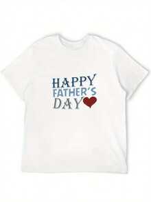 1pc DAD Happy Father'S Day Creative Graphic Printed Short Sleeve Round Neck Summer Outdoor Man'S T-Shirt - White - View 4