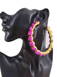 Cuier 1 paire de boucles d'oreilles créoles en argent pour femmes, boucles d'oreilles de rue avec des strass brillants