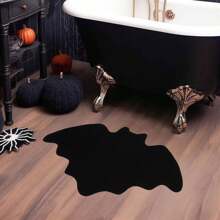 1 pieza Alfombra de baño de murciélago negro de Halloween, alfombra pequeña, felpa corta, felpudo de Halloween, alfombra pequeña para el baño - Antideslizante, lavable a máquina, felpudo rectangular, diseño de murciélago, adecuado para decoración de baño o dormitorio, accesorios de baño