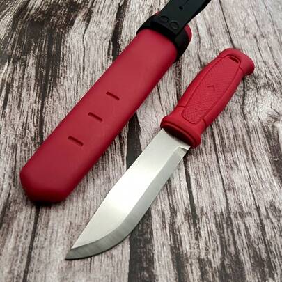 Fixed Blade Full Tang And K-Shaped Scabbed - Outdoor Tactical Jungle Knife, ABS Handle, EDC Hunting Tool, Camping Playable Clip, White, Black