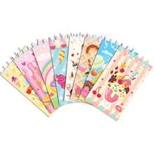 8pcs Mini Ice Cream & Candy Cartoon Design Spiral Notebooks - Pocket Memo Pads, Suitable For Birthday Party Supplies