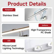 50cm LED Bathroom Wall Light, Adjustable Swing Arm Wall Lamp, 3-Color Dimmable Vanity Mirror Light, 15W, Suitable For Bathroom, Living Room, Bedroom, Corridor, Exhibition Hall, Reading Room, Dining Room, Bar, Bedroom, Cafe, Dining Hall, Clothing Store, Living Room, Museum - Wall Light Long Clauses - View 3