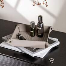 1pc Jewelry Storage Box, Leather Jewelry Tray, Decorative Organizer Tray For Keys, Remote Control, Home Decor, Woven Leather Texture Metal Clasp Design, Multi-Size & Color Options, Suitable For Entryway, Tabletop, Moving For Women Storage Organizer Travel Essentials Back To School Dormitory Storage