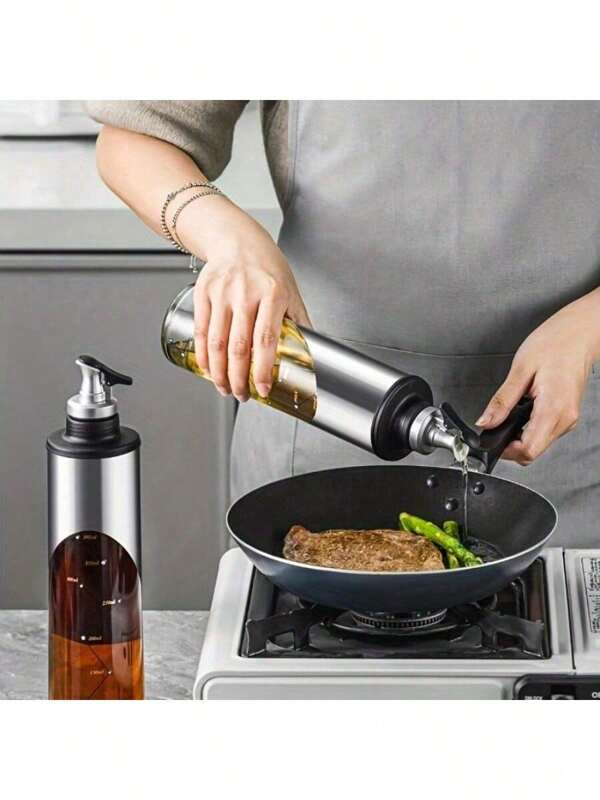 Botella de vidrio para aceite con efecto luz estelar a prueba de fugas, botella para salsa de soja, vinagre y condimentos de uso doméstico en la cocina, olla para aceite de acero inoxidable, sin goteo de aceite
