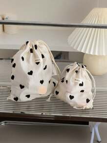 1 Small And Convenient Love Storage Bag, Which Can Put Lipstick, Air Cushion, And Carry It With You When Traveling, And The Drawstring Design Is More Fashionable And Foreign