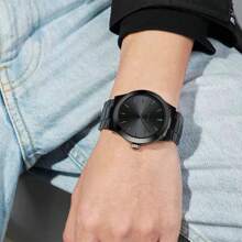 BIDEN 1pc Waterproof Stainless Steel Strap Analog Quartz Watch, Simple Business Watch For Men, Gift