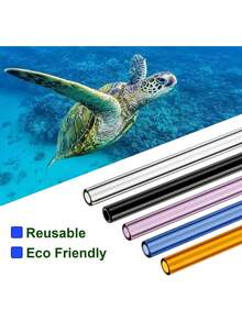 4pcs Glass Boba Straws Reusable, 14mm Extra Wide Glass Straws Shatter Resistant Clear Jumbo For Drinking Bubble Tea, Milkshakes And Smoothies, Straight And Bent With Cleaning Brushes - Clear - View 7