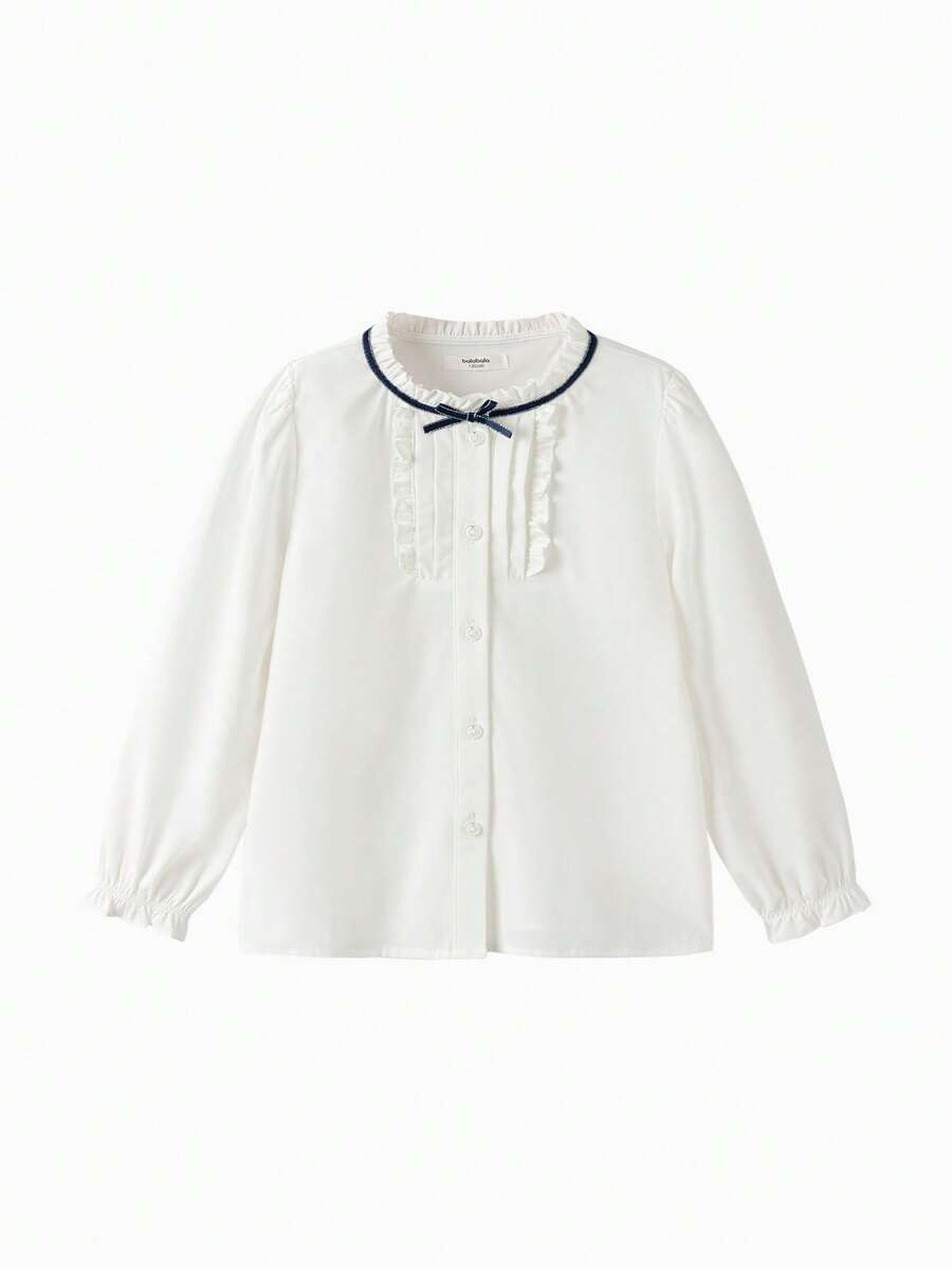 Balabala Girls Fashion Soft Long Sleeve Shirt 2025 New Sweet & Comfy - Original White - View 1