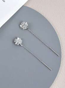 Boucles d'oreilles trèfle à quatre feuilles simples et à la mode en argent sterling pour femmes, boucles d'oreilles de haute qualité et élégantes, cadeaux de la Saint-Valentin