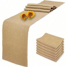 6 Pack Natural Burlap Table Runners,12 X 72 Inch Rustic Jute Table Runner And Placemats Bulk For Western Wedding Table Decorations,Farmhouse Style Party,Holiday,Kitchen Coffee Table Decor Cover - 6 Pack 12x72inch - View 1