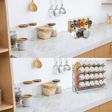 4-Tier Fit 24 Jars Spice Rack Free Standing, Counter Spice Organiser, Metal Seasoning Bottle Organizer For Kitchen, Countertop, Cupboard(No Bottle)