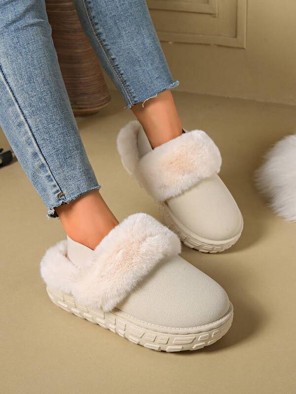 زوج من الأحذية المنزلية موحد اللون اللون متعددة الاستخدامات والخفيفة للخارج ، مريحة و دافئة وضد الماء مانعة للانزلاق ، مناسبة للخريف/الشتاء