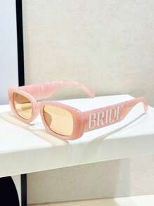 1 pieza Gafas cuadradas pequeñas de acetato con marco blanco, bloque de color y personalidad para mujer, ideales para bodas, fiestas y vacaciones