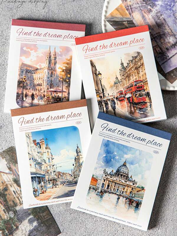 have a good day 1 Pack Of 50 Travel Scenery Scrapbooking Papers, DIY Decorative Backing Paper, Holiday Gift, Handmade Collage Material, Personalized Scrapbook Planning Creative School Stationery School Supplies,Back To School