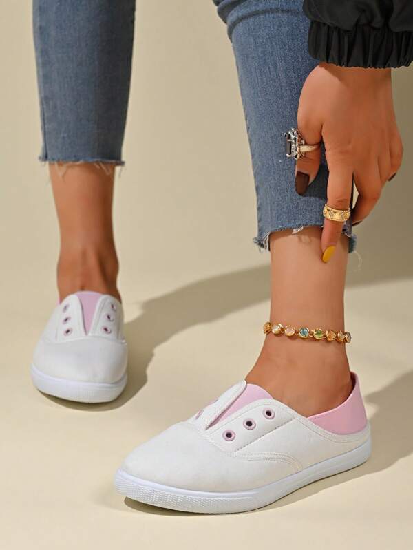 Breathable & Comfy Preppy School Style Knit Sneakers, Suitable For College, Office, Gym, Outdoor, Party, All Seasons, Plus Size