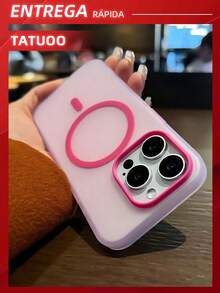 1PC Jelly Color Matte Magnetic Phone Case, PC+TPU Shockproof Hard Shell, Compatible With IPhone11/12/13/14/15ProMax - Pink - View 1