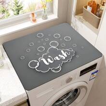 1pc Gray Letter Bubble Print Washing Machine Dust Cover Pad,Countertop Absorbent Table Mat,Absorbent & Quick-Dry Fridge Mat, Microwave Oven Dust Cover,Soft Diatom Mud Drainage Pad,Non-Skid Super Absorbent And Wear-Resistant Dish-Washing Dry Pad,19.7*23.6 Inch Modern Washing Machine & Dryer Top Cover,Suitable For Laundry Room And Kitchen