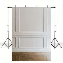 复古白色和灰色木地板摄影背景 - 经典纹理墙面设计，乙烯基材质，含三脚架，非常适合肖像、工作室拍摄和使用、肖像摄影 | 外观优雅 | 乙烯基背景，2D 平面，非多层或真实模型