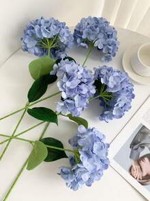 1/3/5 件真实触感绣球花人造花，人造绣球花适用于家居插花、婚礼花束、厨房餐桌中心装饰，15.75 英寸蓝色刺绣人造花带茎，塑料绣球花桌面装饰花，适用于办公室派对婚礼、假植物、春夏装饰、花园装饰、房间装饰、母亲节父亲节礼物
