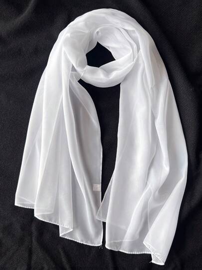 1pc Women's Spring Classic Elegant Solid Color Chiffon Scarf, Multifunctional Silk Scarf