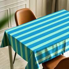 1pc Colorful Striped Tablecloth, 100% Polyester, Rectangular, Suitable For Spring/Summer Farmhouse Dining Room Decor, Great For Kitchen, Outdoor, Picnic, Holiday Party, With Temporary Water-Resistant Effect, Nice Gift Choice - Multicolor - View 23