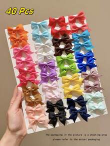 40pcs Mixed Color Ribbon Bowknot Hair Clips, Elegant Sweet Princess Silk Hair Accessories, Suitable For Daily Use, Cute Mini Hair Bows, Hair Clips For Girls, Y2K Fairy Style, Multi-Color Claw Clips Hair Claws Hair Barrettes, School Stuff, College, Winter Outfit For Women - Multicolor - View 16