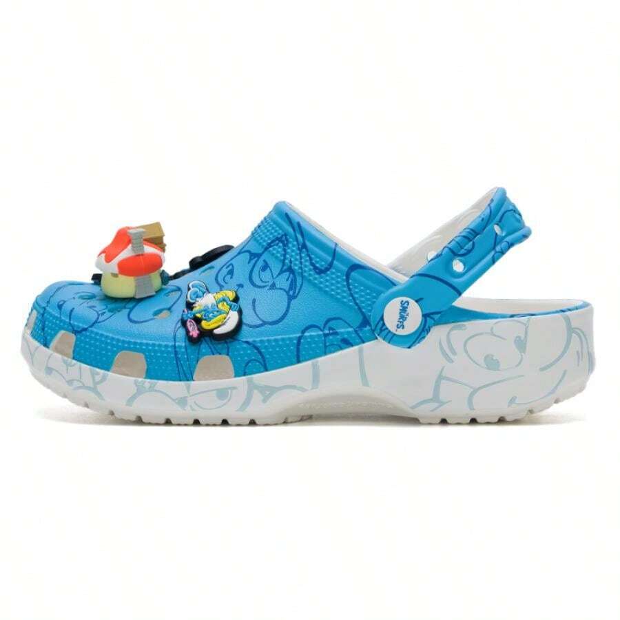 Crocs Sandalias tipo zuecos azul clásico con diseño de Pitufos, cómodas y ligeras para uso casual y viajes, estilo n.º 210820-90H - color - Ver 1