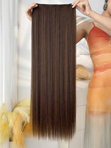 Tóc giả dài 28 inch màu đỏ tía, thẳng, kiểu đuôi ngựa, thích hợp cho phụ nữ. - Màu nâu  Mocha - Xem 4