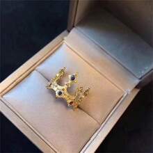 1 pièce Bague couronne élégante de couleur or avec cubic zirconia, bague de couronne de fiançailles et de mariage, accessoire de bijoux, cadeau