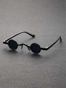 1 件男士彩色圆形镜片时尚眼镜，朋克复古潮人风格服饰配饰，返校时尚学院风