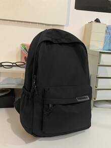 纯色背包，学生背包，多功能背包，男士时尚旅行包男士背包学生背包男士时尚背包黑色背包书包休闲背包拉链背包轻便假日必备户外通勤学校高中初中尼龙简约休闲纯色男士礼物送给男朋友的礼物男士配饰初中生中学生青少年男孩大学包