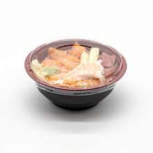 300 Sets DB-313RB 24oz / 700ml Take Out Donburi Bowl With Clear Plastic Lid - Black and Red - View 6