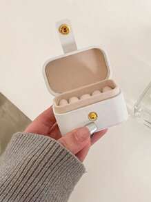 Petite boîte à bague en PU, boîte à bijoux à bouton, boîte à bijoux cadeau, boîte à bague de mariage, convient pour ranger et exposer les bagues, colliers, boucles d'oreilles, nail art. Idéal pour les cadeaux de mariage et la Saint-Valentin.