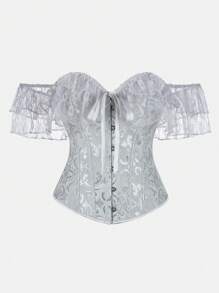 Women's Off Shoulder Jacquard Waist Corset Lace Strap Tops, Suitable For New Year Party, Valentine's Day, Holiday, Halloween Costume