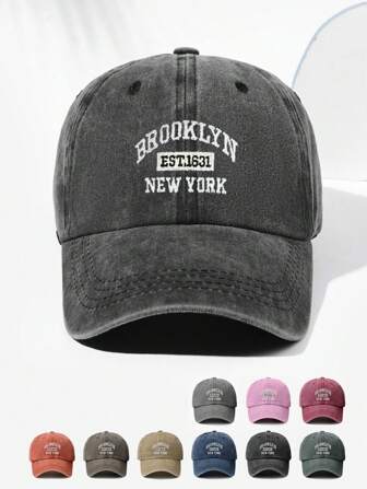 1 件男女通用布鲁克林 EST1631 纽约刺绣复古棒球帽，透气，个性化极简主义，适合嘻哈、户外、运动、徒步旅行、日常穿着，可调节，时尚百搭，节日礼物