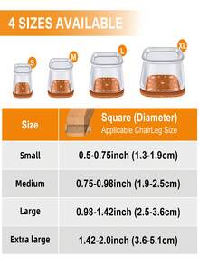 4/8/16/24pcs Thickened Silicone Furniture Leg Pads - Transparent Chair Leg Covers, Noise Reduction, Shock Absorption, Floor Protection, Durable Furniture Sliders, Suitable For Tables, Chairs, Sofas, Coffee Tables, Non-Scratch (Round, Square) - Transparent Light Brown - View 4