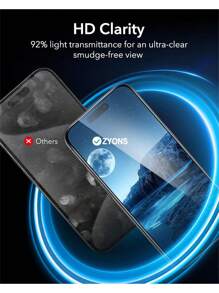 ZYONS 2 PIEZAS - Set de 1 Protector de pantalla de privacidad de alta dureza (9H) + 1 Protector de pantalla HD para iPhone. Instalación sencilla con un solo recubrimiento y desprendimiento. Ajuste preciso instantáneo sin burbujas ni bordes blancos. Pantalla frontal ultra clara con protección lateral de privacidad. Tacto suave y fluido. Resistente a arañazos, sin polvo, impermeable, antihuellas y antiarañazos. Compatible con iPhone 16, 16 Plus, 16 Pro, 16 Pro Max, 15, 14, 13 Mini, 12, 11, XS MAX, XR