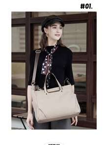 轻便大容量防水尼龙面料手提背包旅行背包电脑短途商务背包适合15.6英寸笔记本电脑适合旅行商务假期大学学校户外假日商店适合男孩女孩学生男士礼物送给女士的登机包 40x20x25 返校学校用品包用于学校工作笔记本电脑包女士 书包 - 黑色 - 查看 5