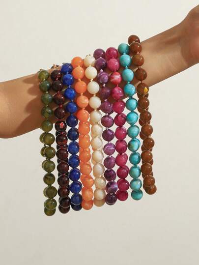 1 pieza Collar con colgante de resina con efecto de nube y diseño geométrico redondo de estilo bohemio, con cierre de metal, joyería hecha a mano para uso festivo o diario