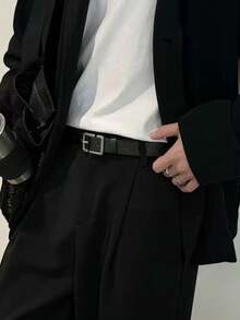 1条男女通用针扣腰带，个性化针扣腰带，适合年轻男女，休闲时尚学生腰带，百搭裤装，适合万圣节、休闲、商务、街头、波西米亚风、西部风、户外等场合，是送给男士、丈夫、男友、父亲、爸爸的礼物，圣诞节适用。 - 黑色 - 查看 3