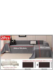2 buah Sarung Sofa Bentuk L Warna Polos, Ramah Hewan Peliharaan, Tahan Gores, Tahan Kotoran, Dapat Digunakan Sepanjang Musim, Dapat Dicuci dengan Mesin, Cocok untuk Sofa Lurus dan Bentuk L - Grey - View 10