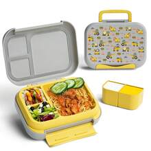 1pc Anime Theme Lunch Box, Portable Bento Box, Dishwasher , Microwave , Vibrant Cartoon Pattern, Rectangular With Handle, Suitable For School And Picnic, Durable Plastic Material, Back To School Essential Lunch Box - Multicolor - View 4